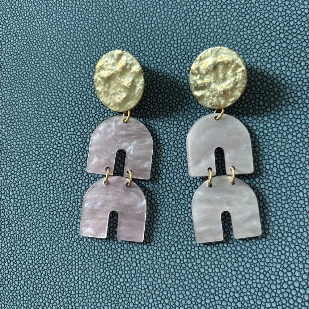 Bracha Gold and Purple Dangle Earrings